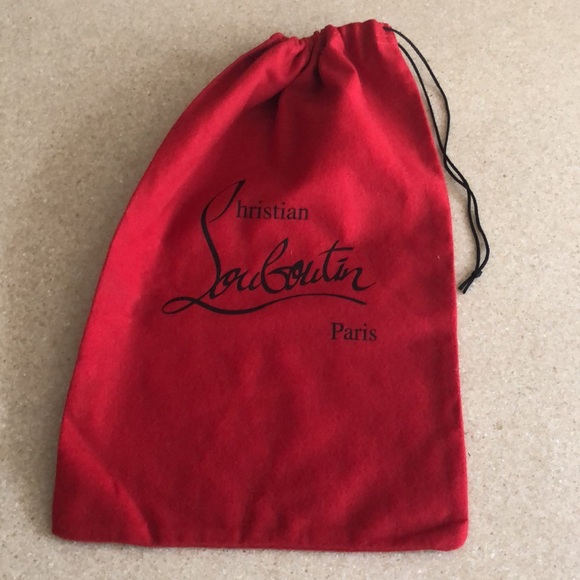 CHRISTIAN LOUBOUTIN RED FELT DRAWSTRING DUST BAG BLACK LETTERING NEW - Picture 5 of 9